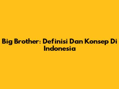 Big Brother: Definisi Dan Konsep Di Indonesia