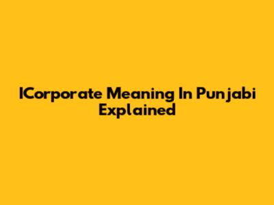 ICorporate Meaning In Punjabi Explained