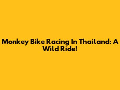 Monkey Bike Racing In Thailand: A Wild Ride!