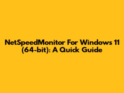 NetSpeedMonitor For Windows 11 (64-bit): A Quick Guide